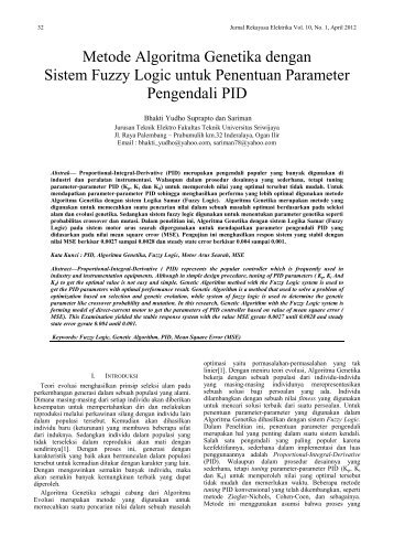 Metode Algoritma Genetika dengan Sistem Fuzzy Logic untuk ...