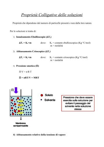 ProprietÃ  Colligative delle soluzioni