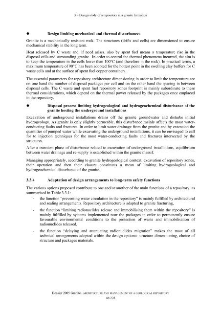 Tome Architecture and management of a geological repository - Andra