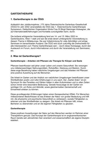 Gartentherapie 1 Gartentherapie In Der A Gg 2 Was Ist