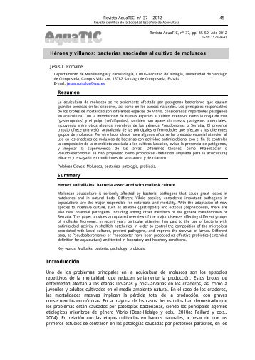 Héroes y villanos: bacterias asociadas al cultivo ... - Revista AquaTIC