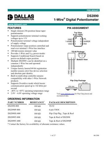 1-Wire Digital Potentiometer