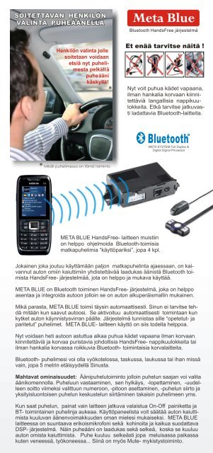 META BLUE Bluetooth toiminen HandsFree järjestelmän esite