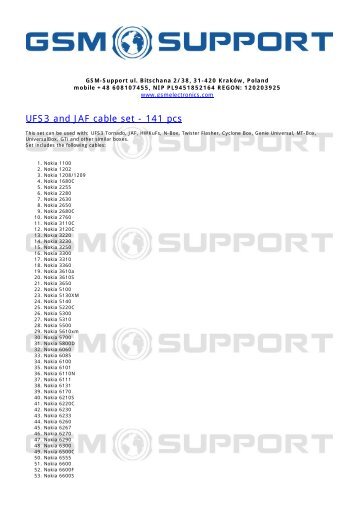 UFS3 and JAF cable set - 141 pcs - Universal GSM Box