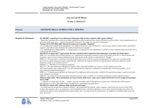 piano audit GR gestione della terapia 20 marzo 2013 - QualitÃ  e ...