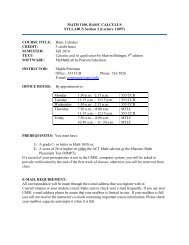 Math 1100, Basic Calculus - UMSL : Mathematics and Computer ...