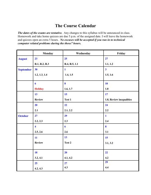 Math 1100, Basic Calculus - UMSL : Mathematics and Computer ...