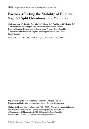 Factors Affecting the Stability of Bilateral Sagittal Split Osteotomy of ...