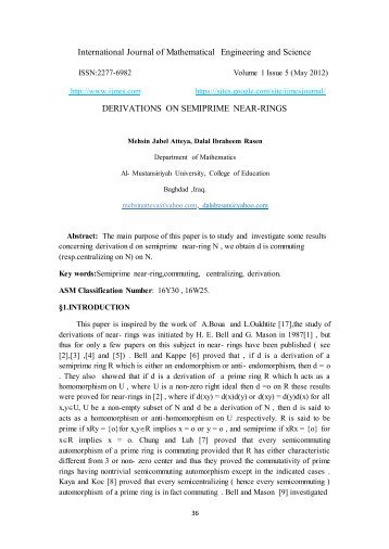 International Journal of Mathematical Engineering and ... - ijmes