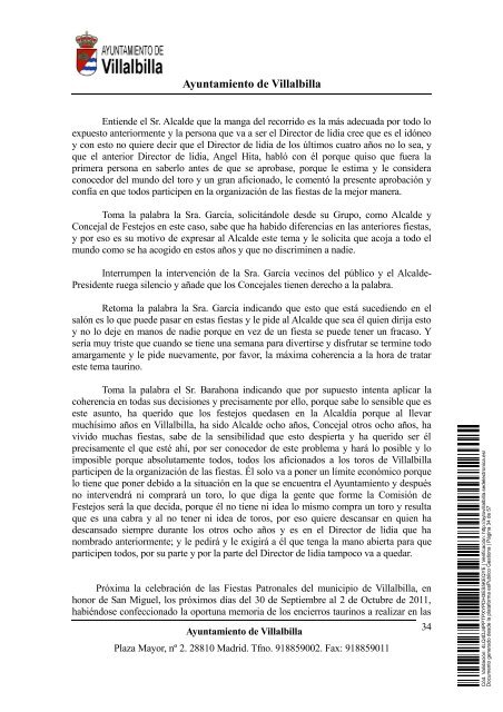 SesiÃ³n de 29 de junio de 2011 - Ayuntamiento Villalbilla