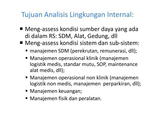 Analisis & Proyeksi Kinerja Internal - Manajemen Rumah Sakit ...