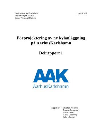 Delrapport 1 - Kemiteknik - Lunds Tekniska HÃ¶gskola