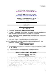 Dossier pour immatriculation SARL - La Chambre de Commerce et ...