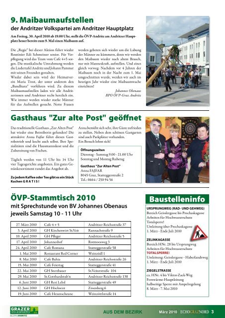 9. Maibaum aufstellen 4. Andritzer Bezirkssporttag - bei der Ãƒâ€“VP  ...