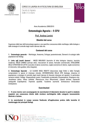 Entomologia Agraria â 5 CFU - Consorzio UNO