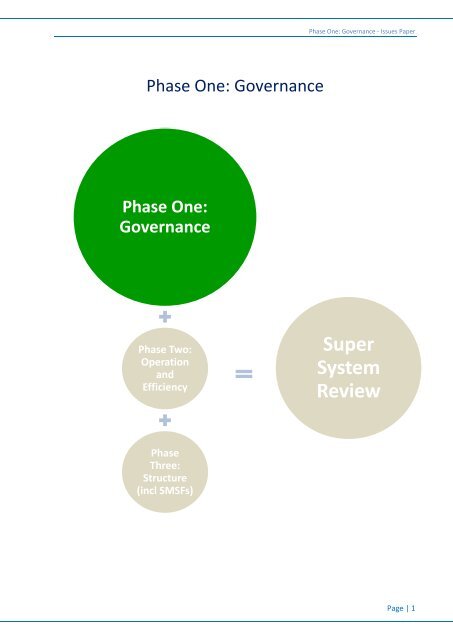 Phase One: Governance - Issues Paper - Super System Review