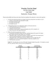 Practice Test for Final ECON 2010-200 Fall 2009 Instructor: Soojae ...