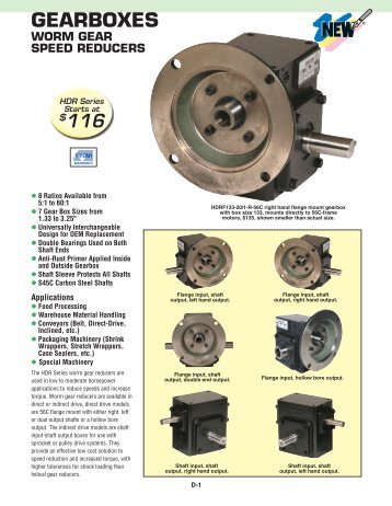 GEARBOXES WORM GEAR SPEED REDUCERS