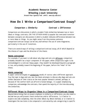 Write topic sentence comparison contrast essay