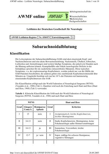 Subarachnoidalblutung AWMF online - Reanitrain