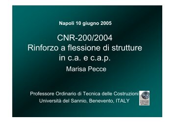 CNR-200/2004 Rinforzo a flessione di strutture in c.a. e c.a.p.