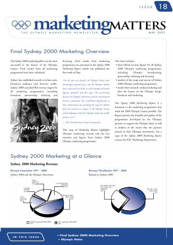 Final Sydney 2000 Marketing Overview - International Olympic ...