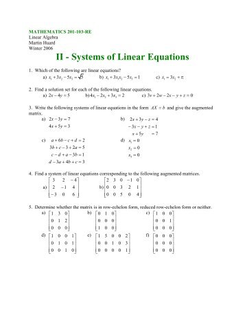 II - Systems of Linear Equations - SLC Home Page