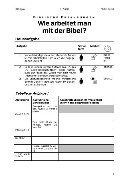 Wie Arbeitet Man Mit Der Bibel Hausaufgabe