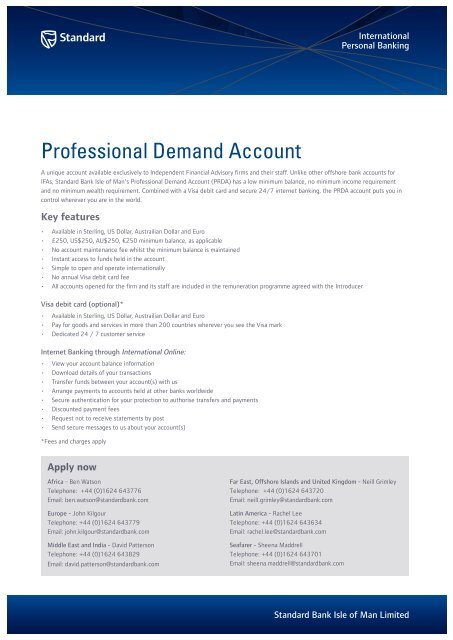 Professional Demand Account - Standard Bank Offshore