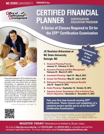 Certified finanCial Planner - North Carolina State University