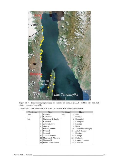 Étude de l'état des lieux de la partie nord du lac Tanganyika dans le ...