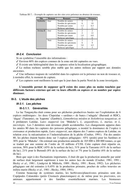 Étude de l'état des lieux de la partie nord du lac Tanganyika dans le ...