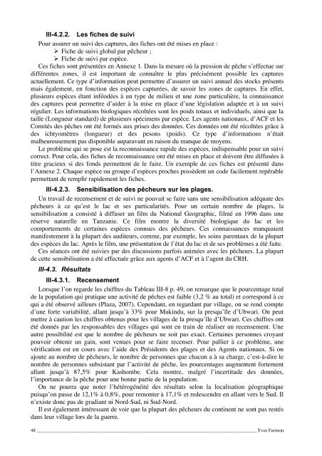 Étude de l'état des lieux de la partie nord du lac Tanganyika dans le ...