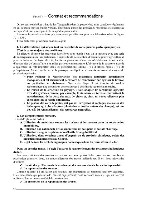 Étude de l'état des lieux de la partie nord du lac Tanganyika dans le ...