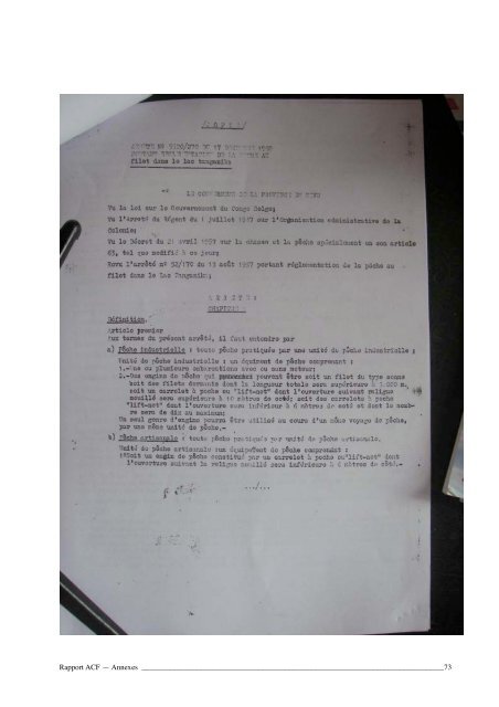 Étude de l'état des lieux de la partie nord du lac Tanganyika dans le ...