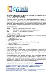 supporting adults with dyslexia: a course for adult literacy tutors