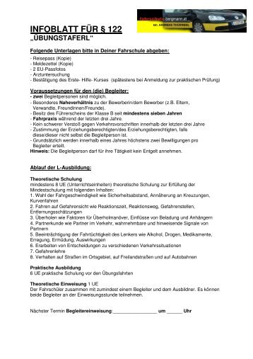 Infoblatt Übungsfahrten - Fahrschule Bergmann