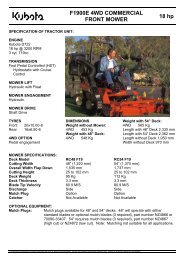 Kubota F1900 Specifications - LiveUpdater