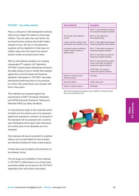 Proficiency testing catalogue - LGC Standards