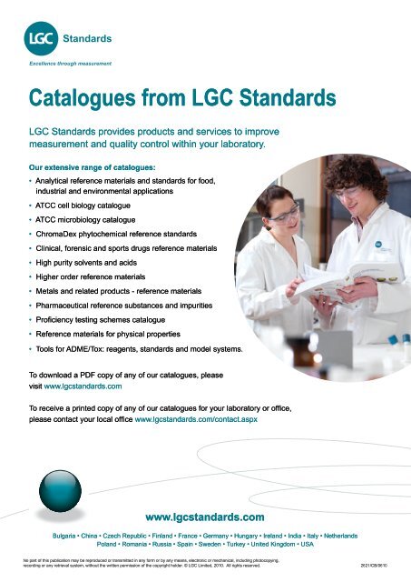 Proficiency testing catalogue - LGC Standards