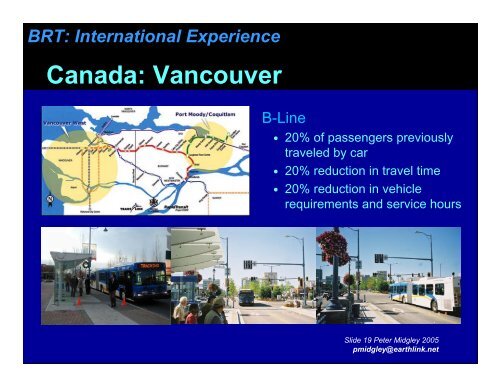 BRT: International Experience - Bus Rapid Transit Policy Center