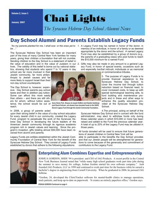 Newsletter #2 FINAL - Syracuse Hebrew Day School