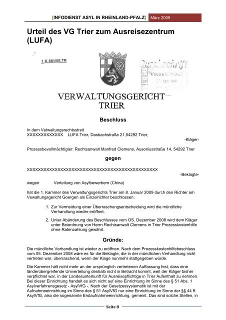 Infodienst Nr. 79 v. MÃ¤rz 2009 - Arbeitskreis Asyl Rheinland-Pfalz