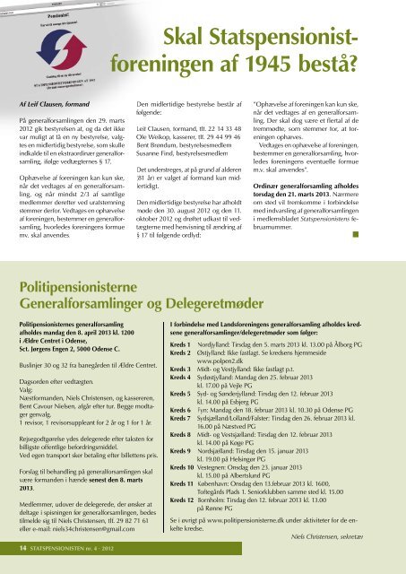 PENSIONISTEN - Statspensionisternes Centralforening