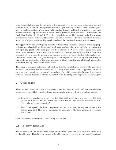 Static Stability Analysis of Embedded, Autocoded Software