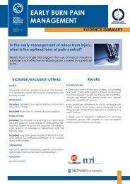 Evidence Summary - Early Burn Pain Management - Alfred Hospital