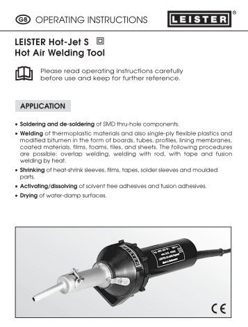 LEISTER Hot-Jet S Hot Air Welding Tool OPERATING ... - Davum TMC