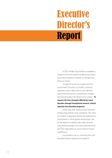 Download a PDF of the 2012 Annual Report - Black Dog Institute