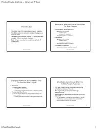 Practical Meta-Analysis -- Lipsey & Wilson Effect Size Overheads 1