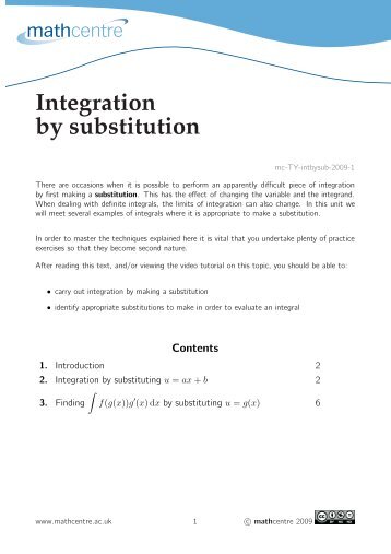 Integration by substitution - Mathcentre